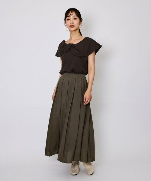 QUEENS COURT / クイーンズコート ミニ・ひざ丈スカート | ハイツイストクロスワイドプリーツスカート≪セットアップ対応/手洗い可能≫ | 詳細8