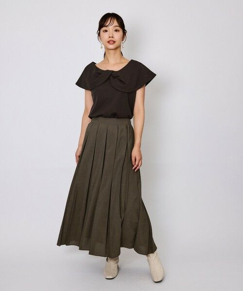 QUEENS COURT / クイーンズコート ミニ・ひざ丈スカート | ハイツイストクロスワイドプリーツスカート≪セットアップ対応/手洗い可能≫ | 詳細9