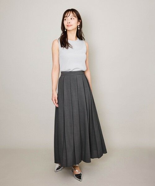 QUEENS COURT / クイーンズコート ミニ・ひざ丈スカート | ハイツイストクロスワイドプリーツスカート≪セットアップ対応/手洗い可能≫ | 詳細13