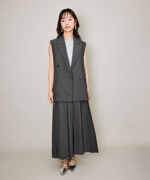 QUEENS COURT / クイーンズコート ミニ・ひざ丈スカート | ハイツイストクロスワイドプリーツスカート≪セットアップ対応/手洗い可能≫ | 詳細15