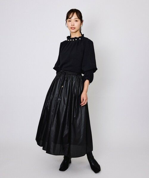 QUEENS COURT / クイーンズコート ミニ・ひざ丈スカート | シアーレザー調フレアスカート≪手洗い可能≫ | 詳細3