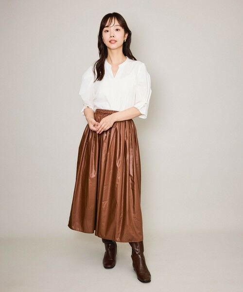 QUEENS COURT / クイーンズコート ミニ・ひざ丈スカート | シアーレザー調フレアスカート≪手洗い可能≫ | 詳細15