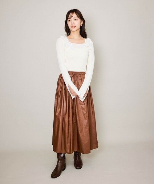 QUEENS COURT / クイーンズコート ミニ・ひざ丈スカート | シアーレザー調フレアスカート≪手洗い可能≫ | 詳細17