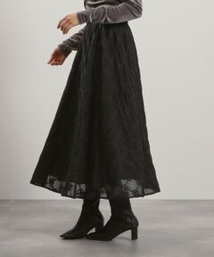 QUEENS COURT / クイーンズコート ミニ・ひざ丈スカート | フラワーレース刺繍フレアスカート≪手洗い可能≫