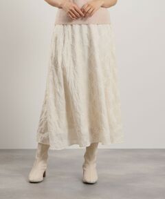 QUEENS COURT / クイーンズコート ミニ・ひざ丈スカート | フラワーレース刺繍フレアスカート≪手洗い可能≫