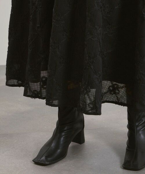 QUEENS COURT / クイーンズコート ミニ・ひざ丈スカート | フラワーレース刺繍フレアスカート≪手洗い可能≫ | 詳細3