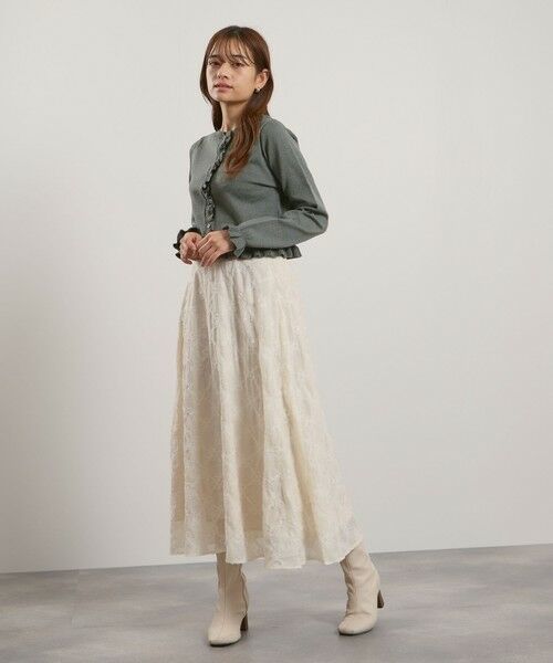 QUEENS COURT / クイーンズコート ミニ・ひざ丈スカート | フラワーレース刺繍フレアスカート≪手洗い可能≫ | 詳細7