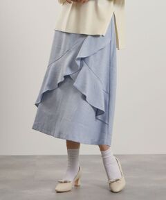 QUEENS COURT / クイーンズコート ミニ・ひざ丈スカート | ツィードライクアシメフリルスカート≪手洗い可能≫