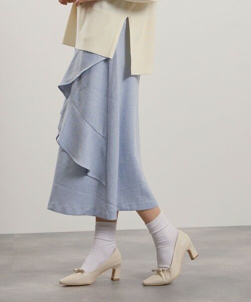 QUEENS COURT / クイーンズコート ミニ・ひざ丈スカート | ツィードライクアシメフリルスカート≪手洗い可能≫ | 詳細1