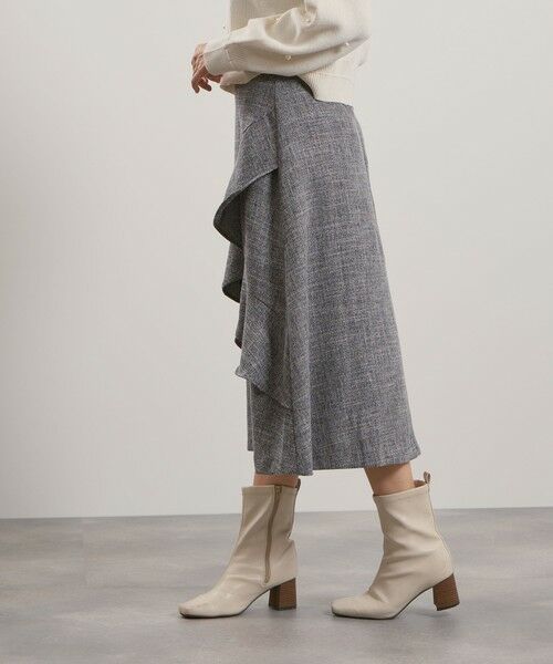QUEENS COURT / クイーンズコート ミニ・ひざ丈スカート | ツィードライクアシメフリルスカート≪手洗い可能≫ | 詳細9