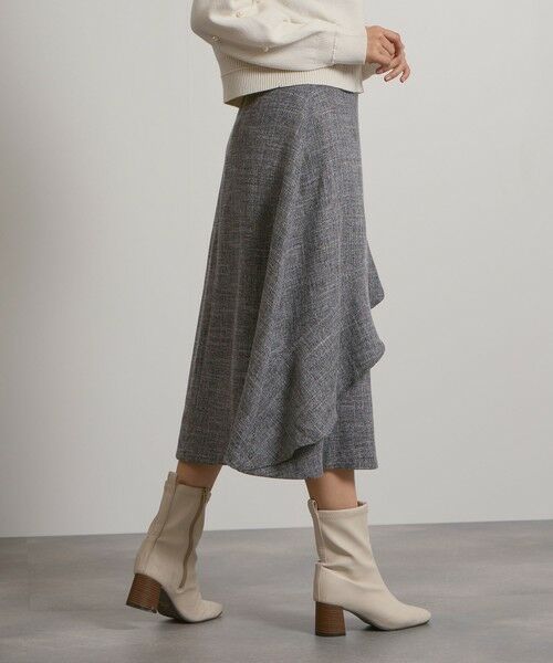 QUEENS COURT / クイーンズコート ミニ・ひざ丈スカート | ツィードライクアシメフリルスカート≪手洗い可能≫ | 詳細10