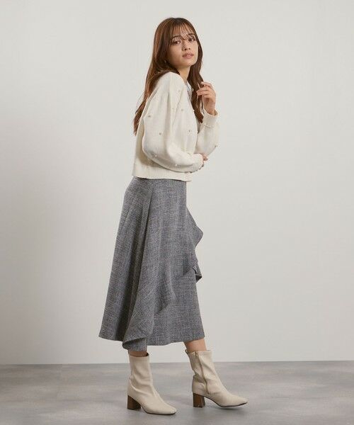 QUEENS COURT / クイーンズコート ミニ・ひざ丈スカート | ツィードライクアシメフリルスカート≪手洗い可能≫ | 詳細13