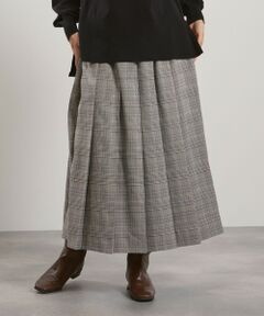 QUEENS COURT / クイーンズコート ミニ・ひざ丈スカート | マルチグレンチェックタックプリーツスカート≪手洗い可能≫