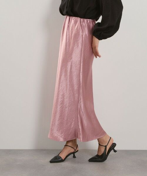 QUEENS COURT / クイーンズコート ミニ・ひざ丈スカート | シルキーヘビーサテンスカート≪手洗い可能≫ | 詳細1