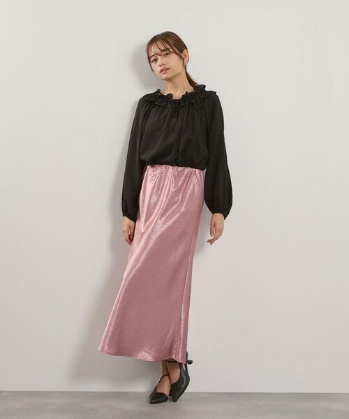 QUEENS COURT / クイーンズコート ミニ・ひざ丈スカート | シルキーヘビーサテンスカート≪手洗い可能≫ | 詳細3