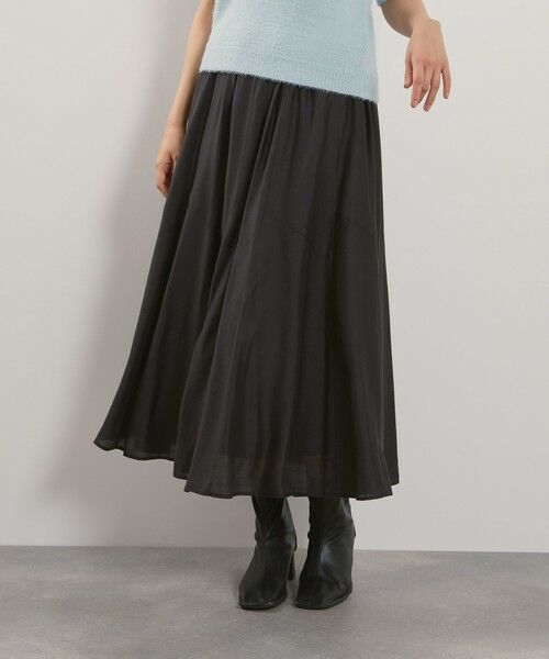 QUEENS COURT/クイーンズコート シルキーローンウエストプリーツスカート≪手洗い可能≫ ブラック M QUEENS COURT/クイーンズコート シルキーローンウエストプリーツスカート≪手洗い可能≫ ブラック M