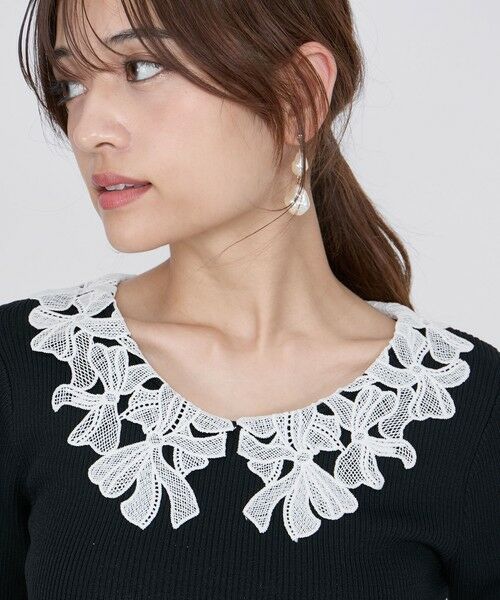 QUEENS COURT / クイーンズコート ニット・セーター | リボンレースカラーリブニット≪手洗い可能≫ | 詳細4