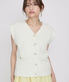 QUEENS COURT / クイーンズコート ニット・セーター | リボンヤーンスポンディッシュベスト≪手洗い可能≫