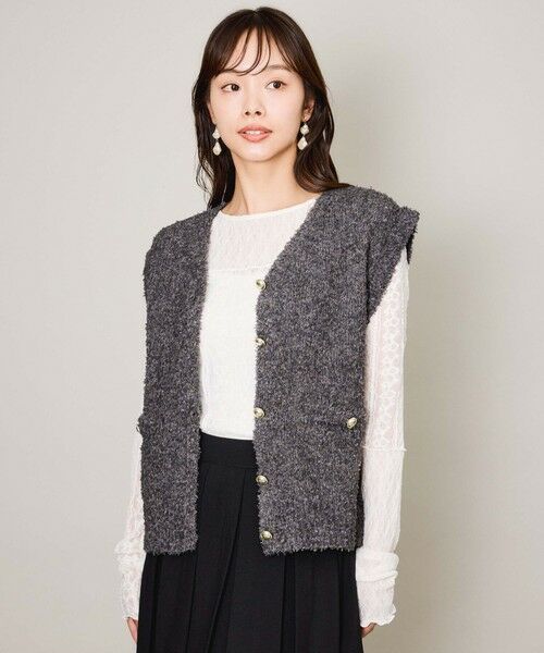 QUEENS COURT / クイーンズコート ニット・セーター | リボンヤーンスポンディッシュベスト≪手洗い可能≫ | 詳細6