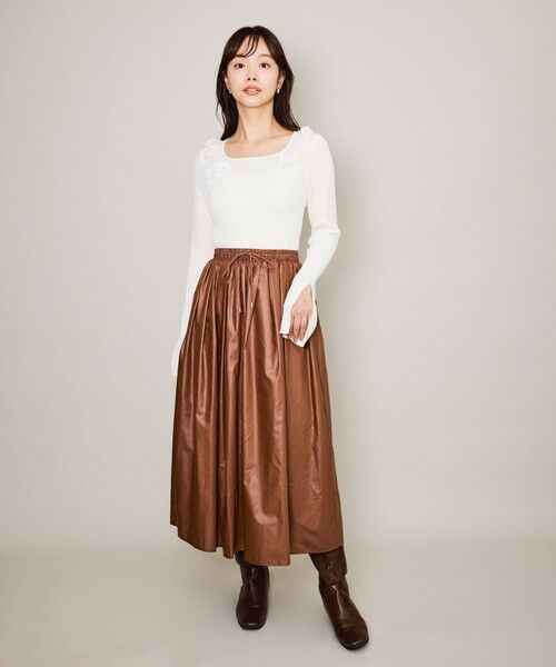 QUEENS COURT / クイーンズコート ニット・セーター | 3Dフラワーボートネックニット≪手洗い可能≫ | 詳細4