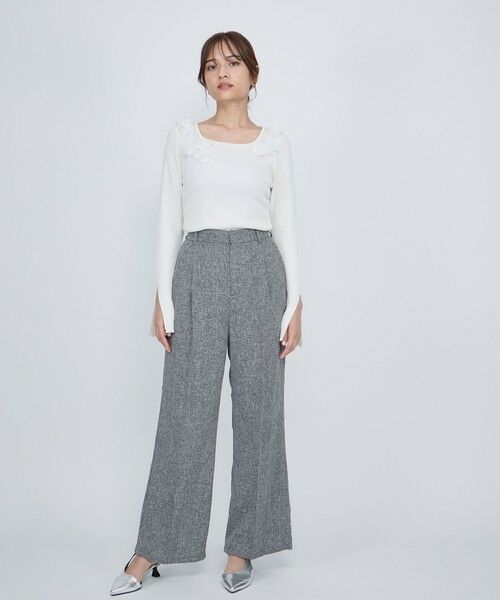 QUEENS COURT / クイーンズコート ニット・セーター | 3Dフラワーボートネックニット≪手洗い可能≫ | 詳細7