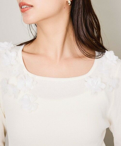 QUEENS COURT / クイーンズコート ニット・セーター | 3Dフラワーボートネックニット≪手洗い可能≫ | 詳細2