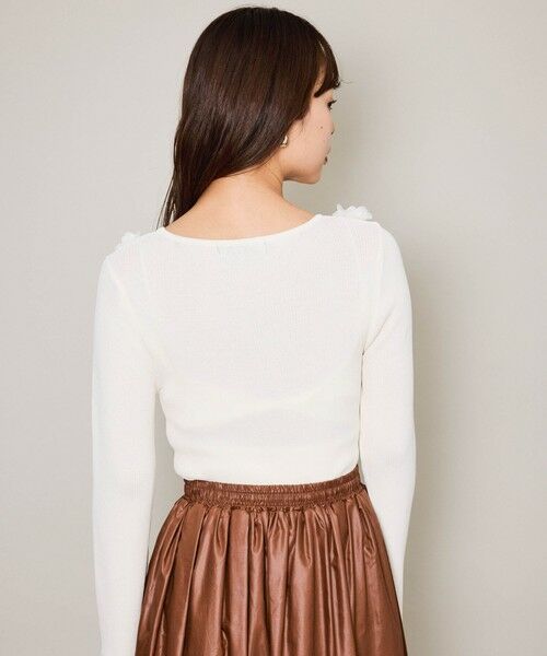 QUEENS COURT / クイーンズコート ニット・セーター | 3Dフラワーボートネックニット≪手洗い可能≫ | 詳細3