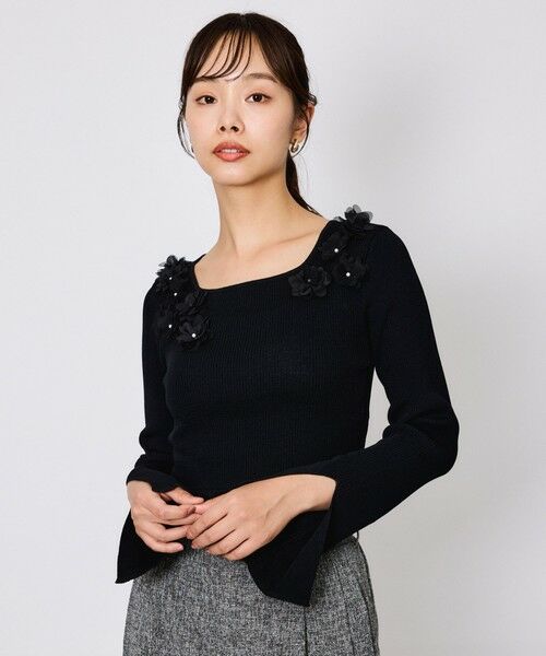 QUEENS COURT / クイーンズコート ニット・セーター | 3Dフラワーボートネックニット≪手洗い可能≫ | 詳細10