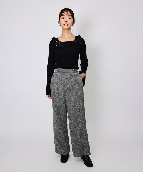 QUEENS COURT / クイーンズコート ニット・セーター | 3Dフラワーボートネックニット≪手洗い可能≫ | 詳細12