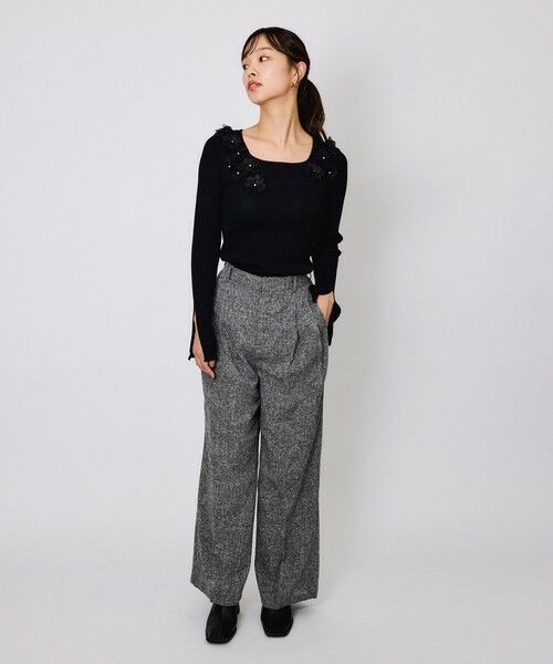 QUEENS COURT / クイーンズコート ニット・セーター | 3Dフラワーボートネックニット≪手洗い可能≫ | 詳細13