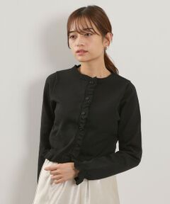 QUEENS COURT / クイーンズコート カーディガン・ボレロ | スポンディッシュニットフリルカーディガン≪手洗い可能≫