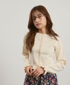 QUEENS COURT / クイーンズコート カーディガン・ボレロ | スポンディッシュニットフリルカーディガン≪手洗い可能≫