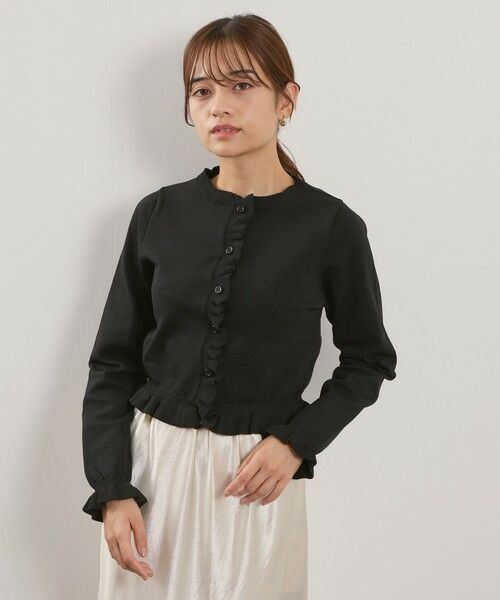QUEENS COURT / クイーンズコート カーディガン・ボレロ | スポンディッシュニットフリルカーディガン≪手洗い可能≫ | 詳細1