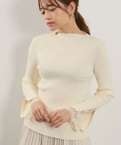 QUEENS COURT / クイーンズコート ニット・セーター | シアバタースリットレースカフニット≪手洗い可能≫