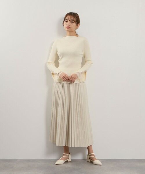 QUEENS COURT / クイーンズコート ニット・セーター | シアバタースリットレースカフニット≪手洗い可能≫ | 詳細2