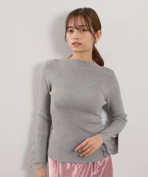 QUEENS COURT / クイーンズコート ニット・セーター | シアバタースリットレースカフニット≪手洗い可能≫ | 詳細6