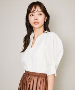 QUEENS COURT / クイーンズコート シャツ・ブラウス | タックバルーンキーネックブラウス≪手洗い可能≫