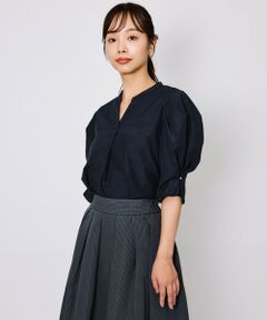 QUEENS COURT / クイーンズコート シャツ・ブラウス | タックバルーンキーネックブラウス≪手洗い可能≫