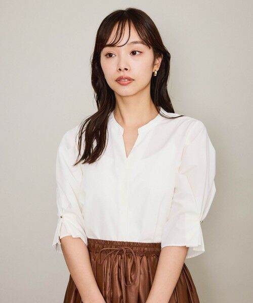 QUEENS COURT / クイーンズコート シャツ・ブラウス | タックバルーンキーネックブラウス≪手洗い可能≫ | 詳細1