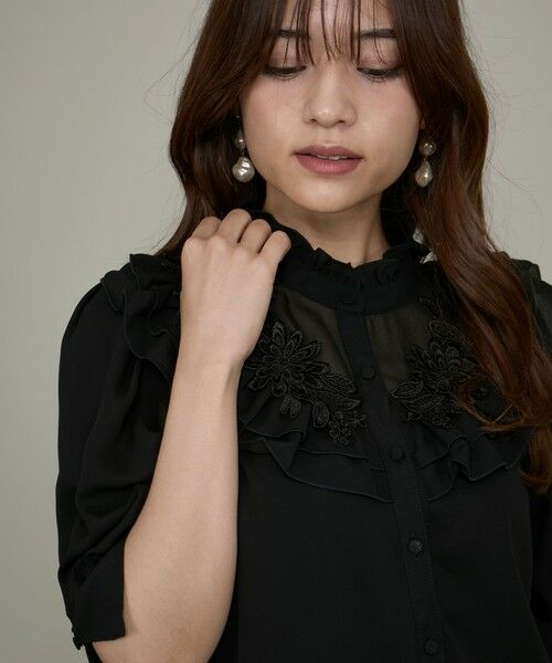 QUEENS COURT / クイーンズコート シャツ・ブラウス | フラワーフリルカラーリボンブラウス≪手洗い可能≫ | 詳細20