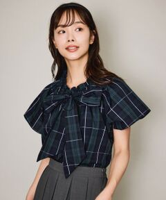 QUEENS COURT / クイーンズコート シャツ・ブラウス | マルチチェックリボンブラウス≪洗濯機で洗える≫