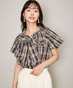QUEENS COURT / クイーンズコート シャツ・ブラウス | マルチチェックリボンブラウス≪洗濯機で洗える≫