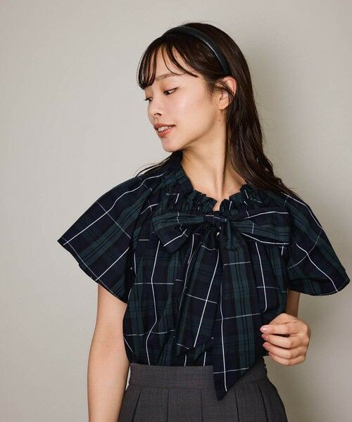 QUEENS COURT / クイーンズコート シャツ・ブラウス | マルチチェックリボンブラウス≪洗濯機で洗える≫ | 詳細2
