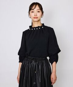 QUEENS COURT / クイーンズコート シャツ・ブラウス | スリーブ2WAYパールネックブラウス≪洗濯機で洗える≫