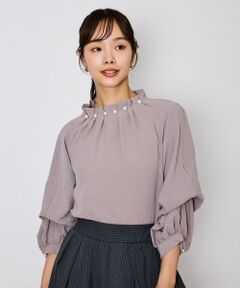 QUEENS COURT / クイーンズコート シャツ・ブラウス | スリーブ2WAYパールネックブラウス≪洗濯機で洗える≫