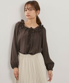 QUEENS COURT / クイーンズコート シャツ・ブラウス | フリルカラーナローリボンブラウス≪手洗い可能≫