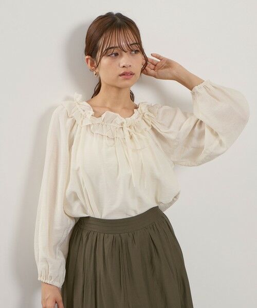 QUEENS COURT / クイーンズコート シャツ・ブラウス | フリルカラーナローリボンブラウス≪手洗い可能≫ | 詳細1