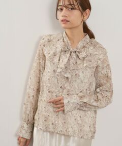 QUEENS COURT / クイーンズコート シャツ・ブラウス | シフォンジャカードボウタイブラウス≪手洗い可能≫