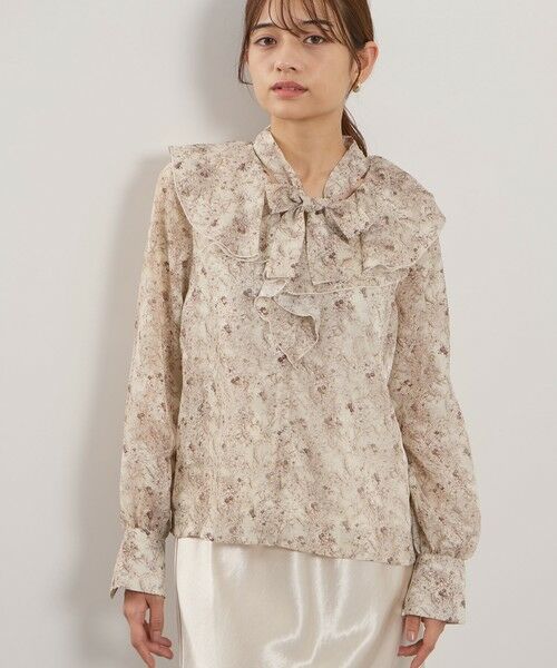 QUEENS COURT / クイーンズコート シャツ・ブラウス | シフォンジャカードボウタイブラウス≪手洗い可能≫ | 詳細1