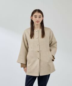 QUEENS COURT / クイーンズコート ダッフルコート | ツィード調ハウンドトゥースノーカラーコート≪手洗い可能≫